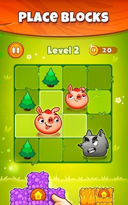 Pigs and Wolf - Block Puzzle screenshot 1