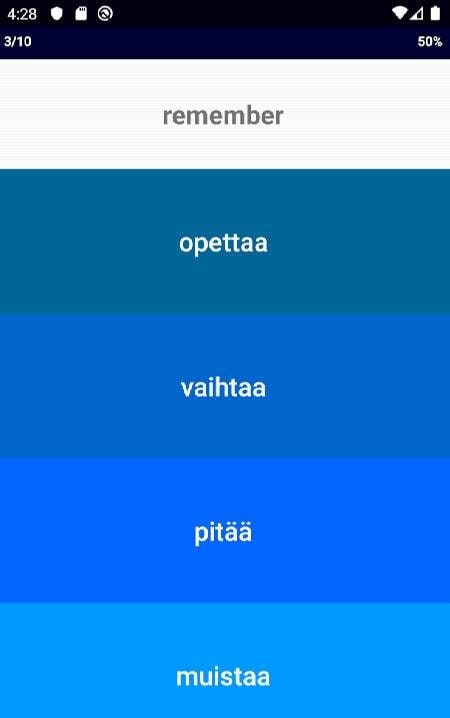Finnish Verb Blitz Pro interactive quiz mode