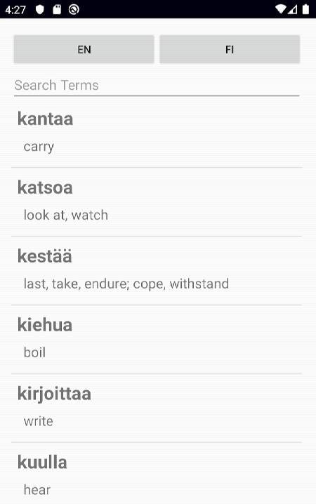 Finnish Verb Blitz Pro interface display
