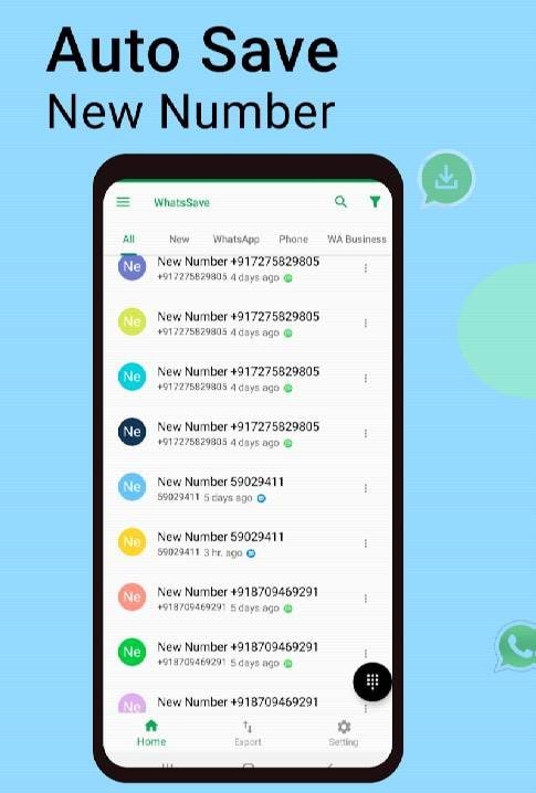 WhatsSave: Auto Save Number, Export WhatsApp Cont screenshot 1