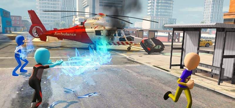 Ice Spider Stickman Rope Hero Gangster City screenshot 2