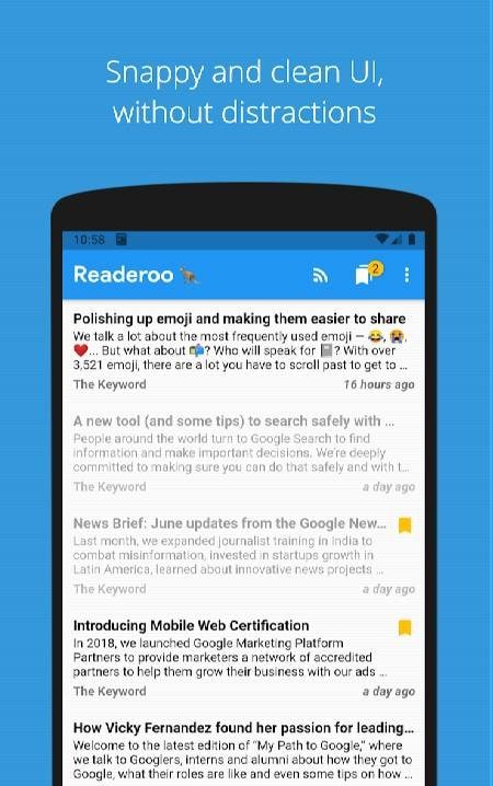 Readeroo – minimalist feed reader screenshot 1