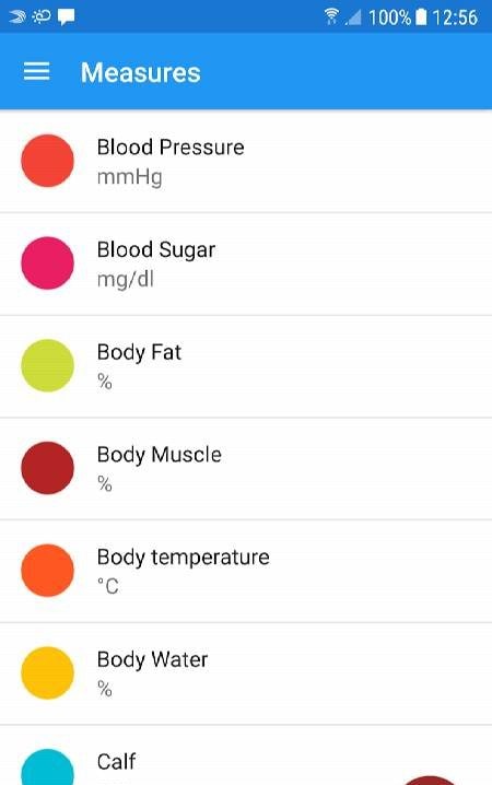 Body measurements - weight, BMI, waist, fat, pulse screenshot 2