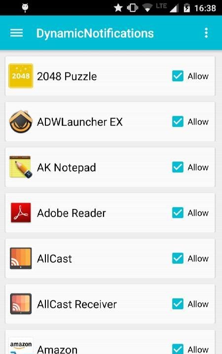 DynamicNotifications settings menu