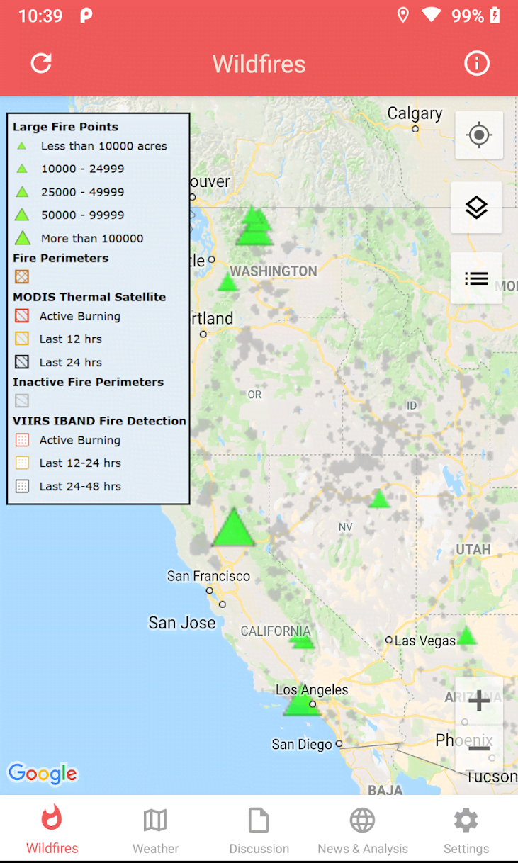 Wildfire - NOAA Fire Map Info screenshot 1