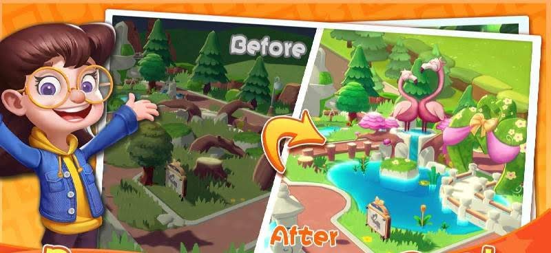 Solitaire Zoo - Tripeaks 3D park renovation preview