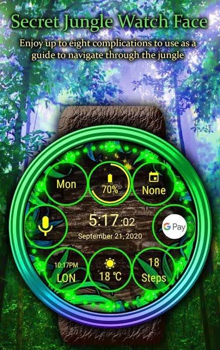 Watch Face: Secret Jungle - Wear OS Smartwatch screenshot 3
