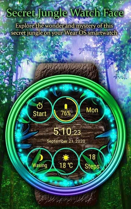 Watch Face: Secret Jungle - Wear OS Smartwatch screenshot 1