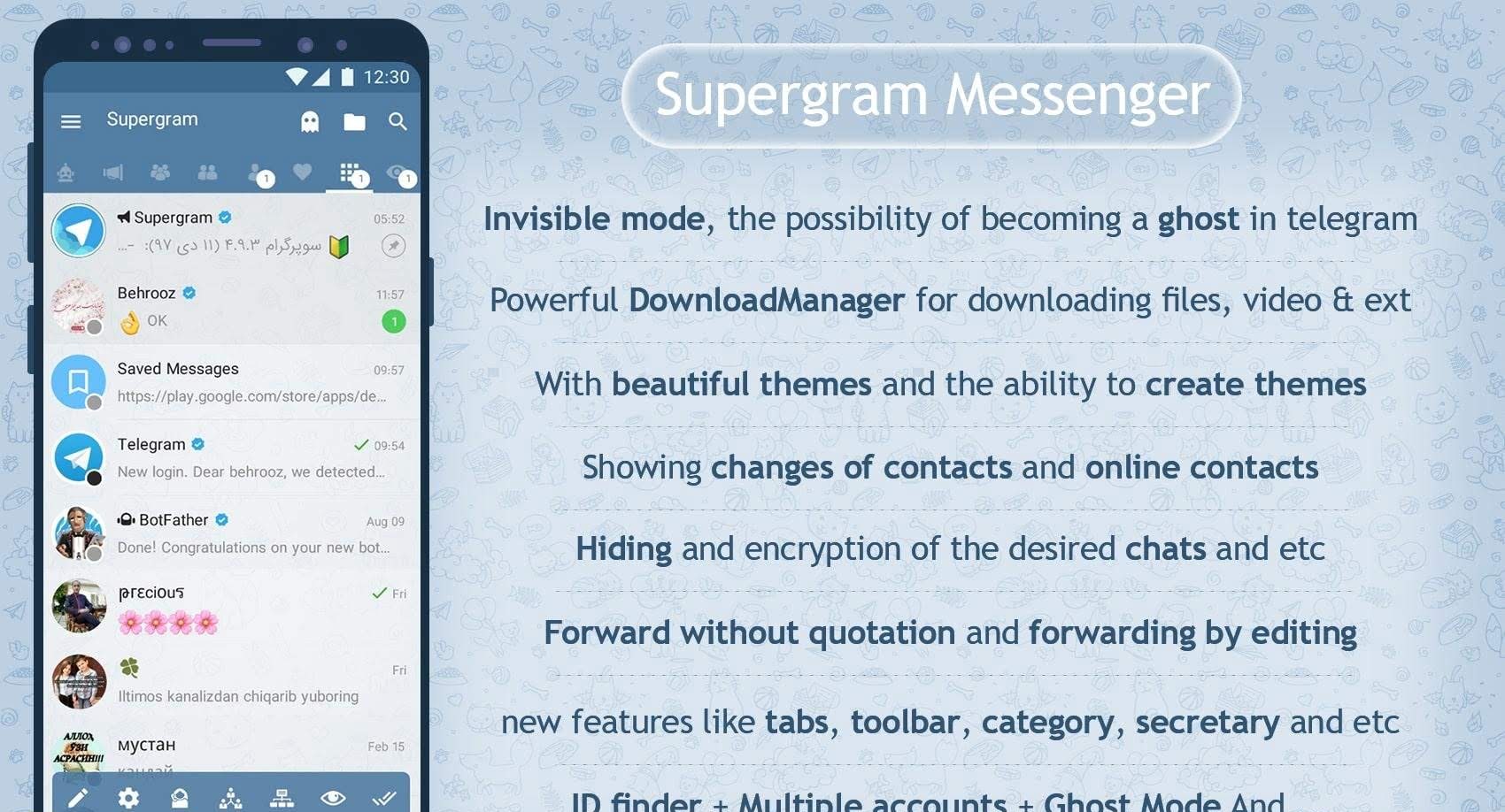 Supergram Pro - Super Advanced Messenger screenshot 1