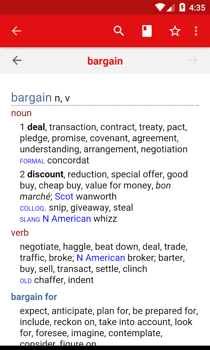 Chambers Thesaurus screenshot 2