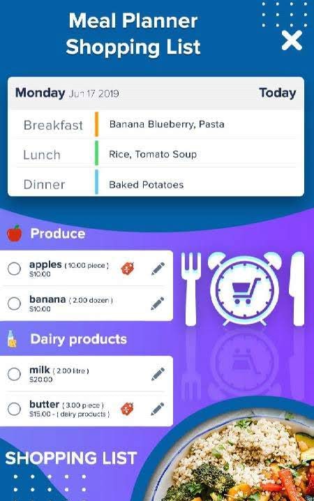 Meal Planner – Shopping List screenshot 1