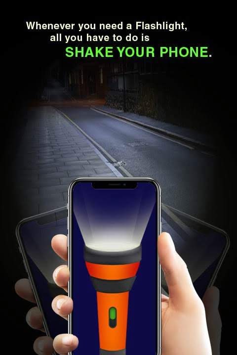 Shake Phone Flashlight active mode display