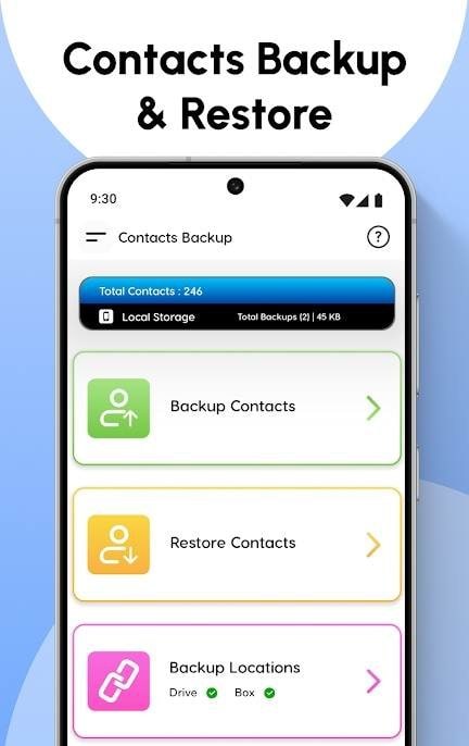 Contacts Backup and Restore screenshot 1