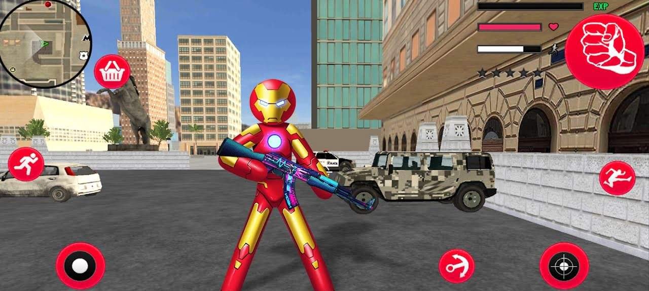 Iron Stickman Rope Hero War Gangstar OffRoad gameplay preview 1