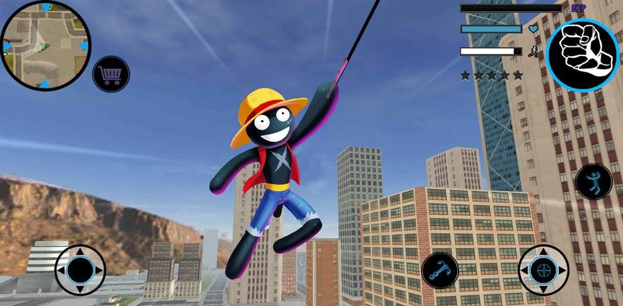 Stickman Rope Hero - Pirate Fight gameplay screenshot 2