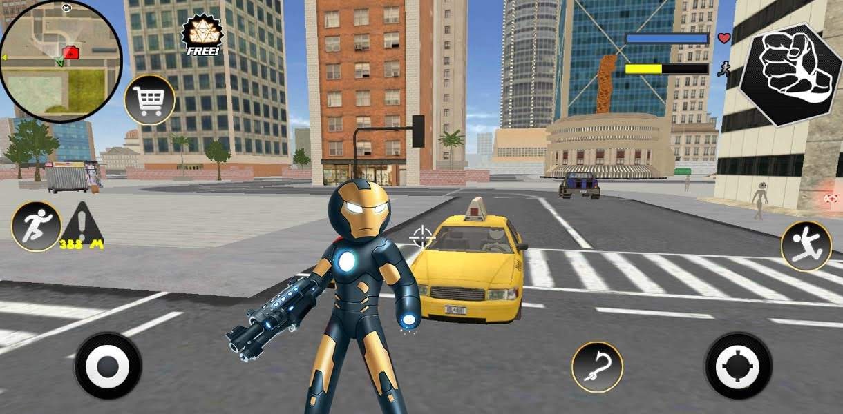 Black Iron Stickman Rope Hero Crime Gangstar screenshot 1