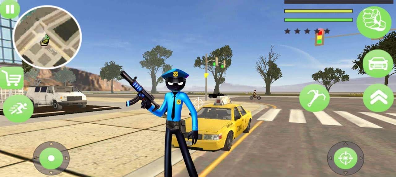 Police Stickman Rope Hero Gangstar Crime Mafia gameplay screenshot 1
