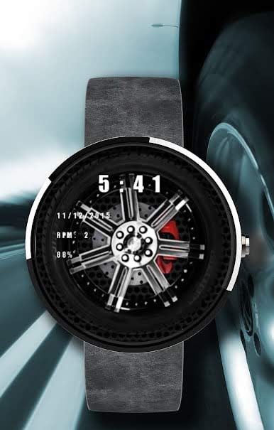 Watch Face Spinning Car Wheel - Wear OS Smartwatch screenshot 4