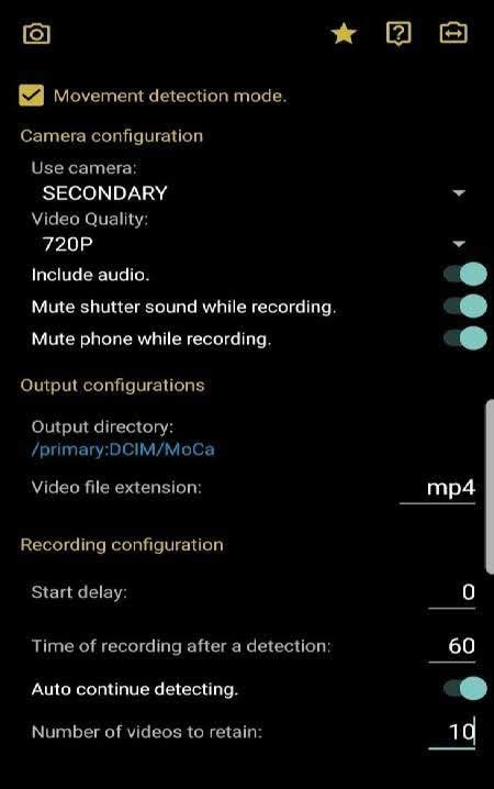 MoCa - Motion Detection Camera and Dashcam screenshot 3