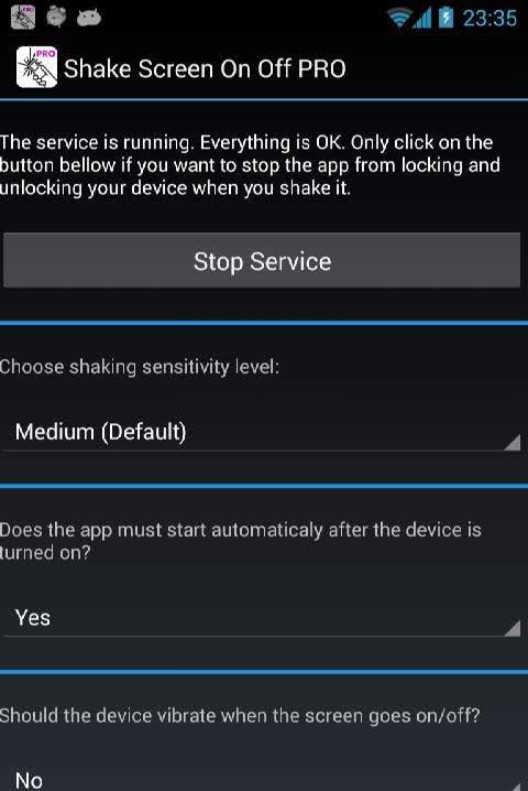Shake Screen On Off PRO screenshot 1