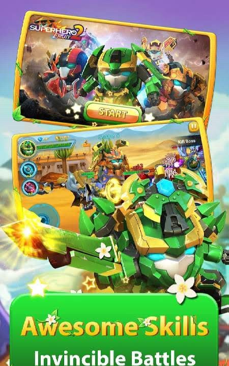 Superhero Fruit 2: Robot Fighting - Future War gameplay screenshot 2