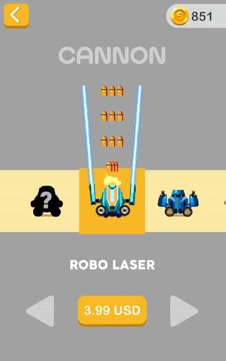 Finger Cannon Master:Ball Blast cannon upgrade menu