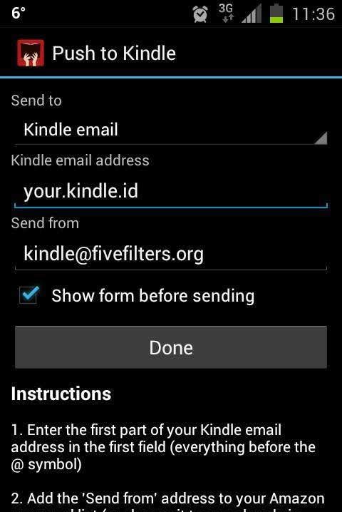 Push to Kindle screenshot 2