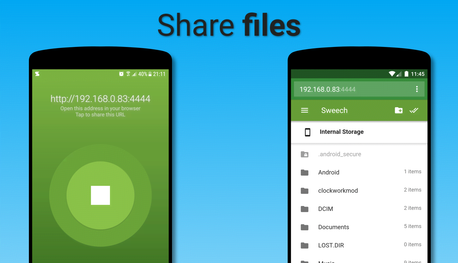 Sweech - Wifi File Transfer screenshot 1
