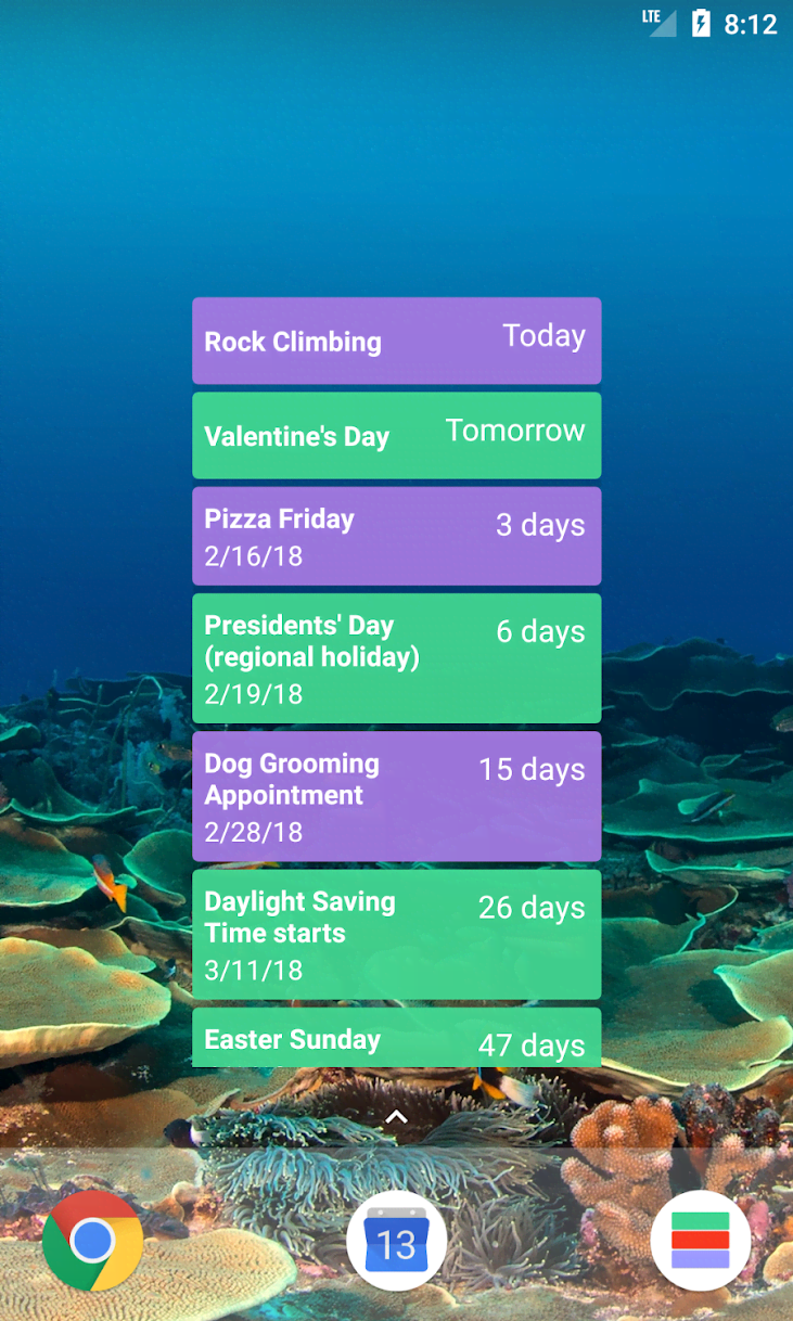 Calendar Countdown List Widget screenshot 1
