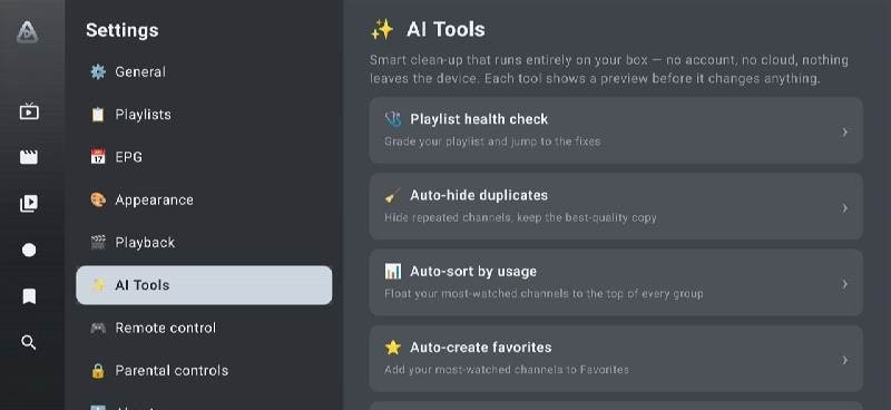 Trinity TV Player preview showing channel browsing