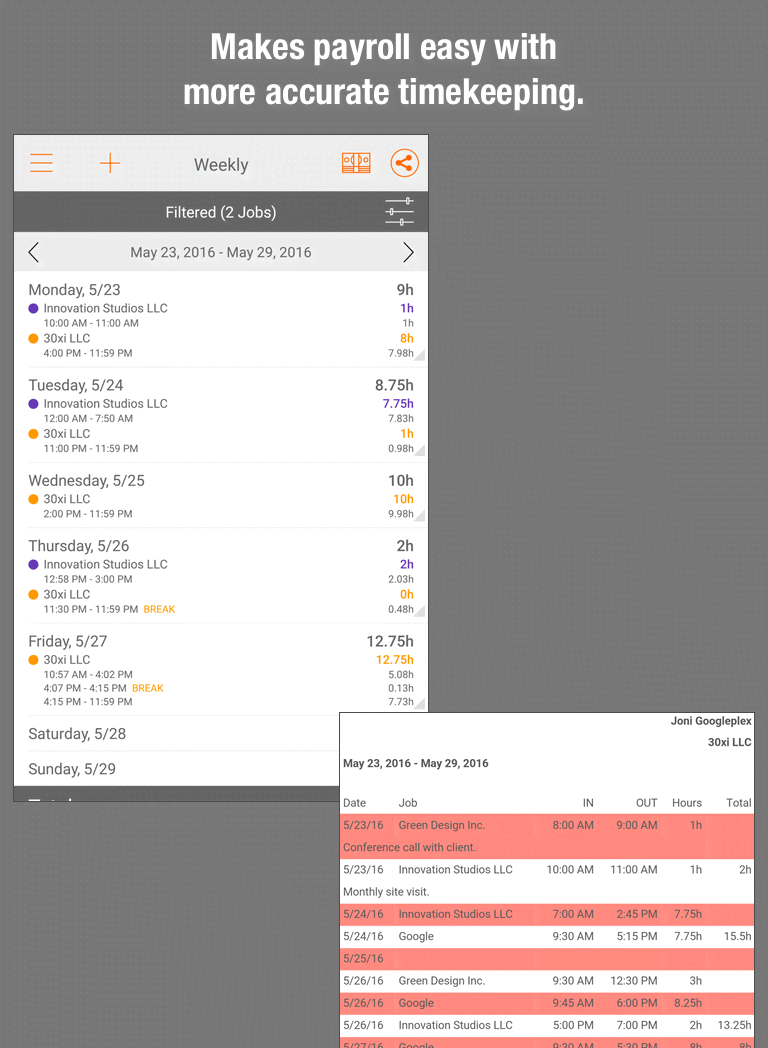 Easy Hours Timesheet Timecard screenshot 4