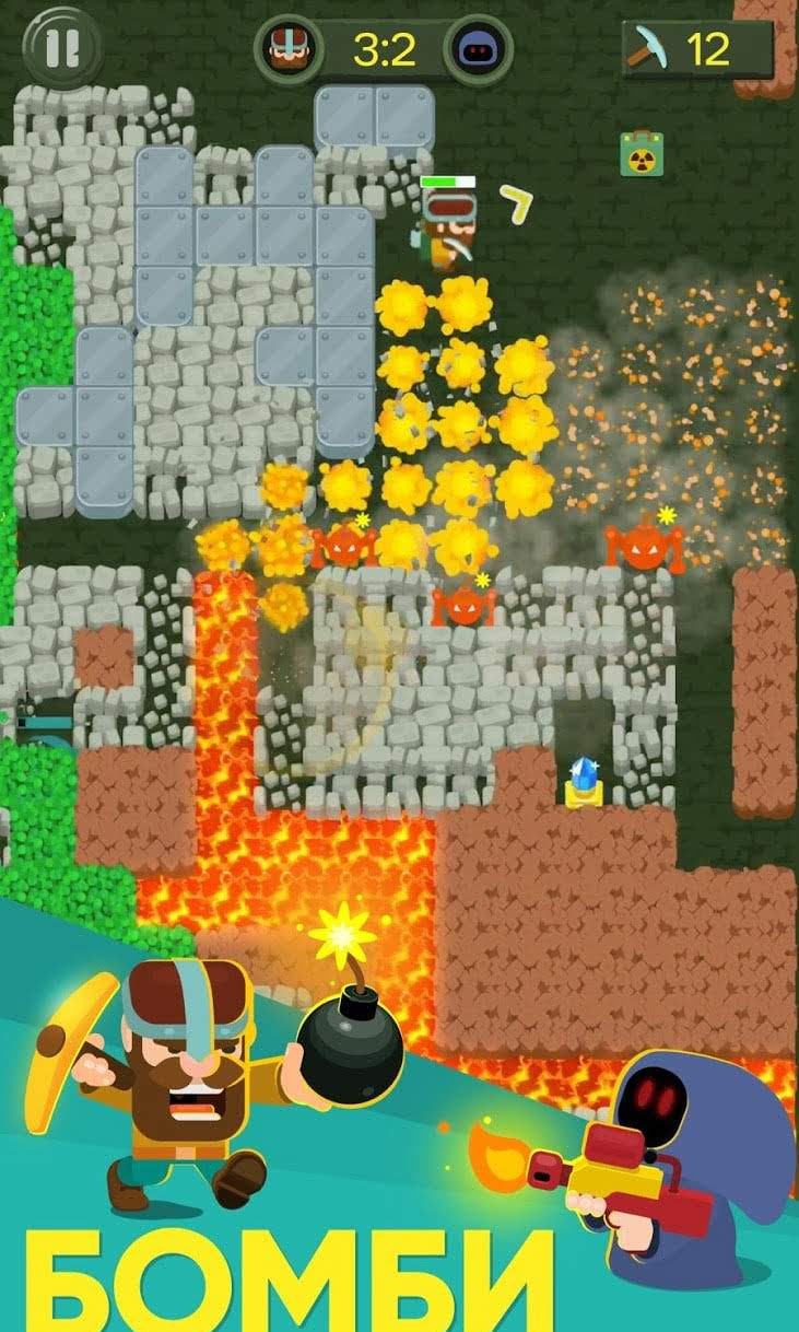 Dig Bombers: PvP multiplayer Battle Royale gameplay screenshot 1