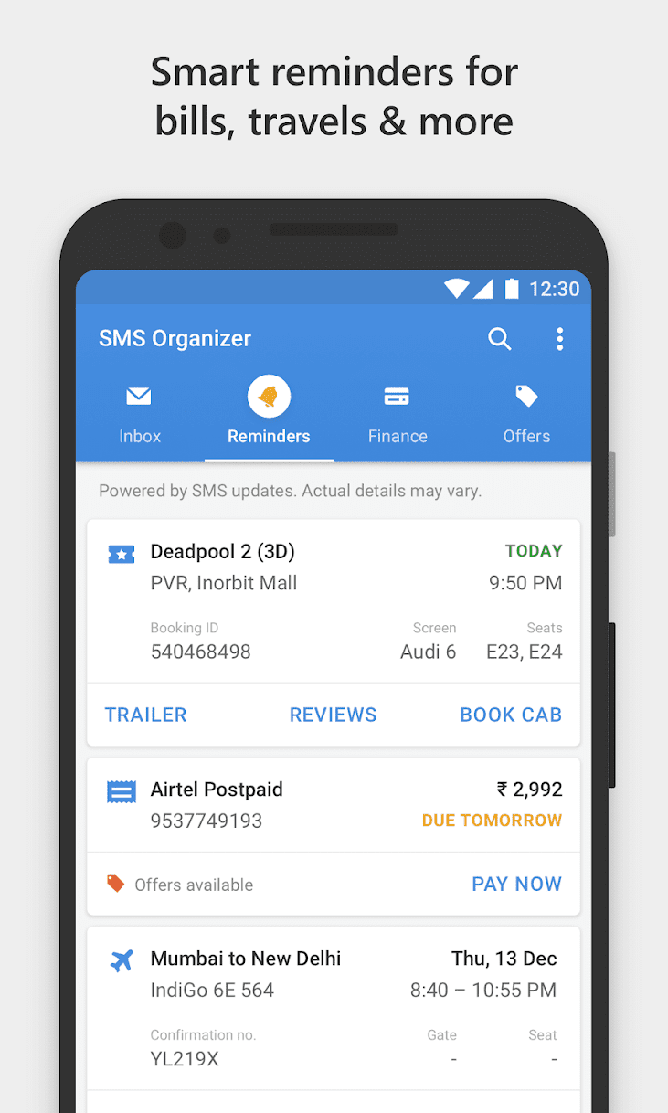 SMS Organizer - Clean, Reminders, Offers & Backup screenshot 3