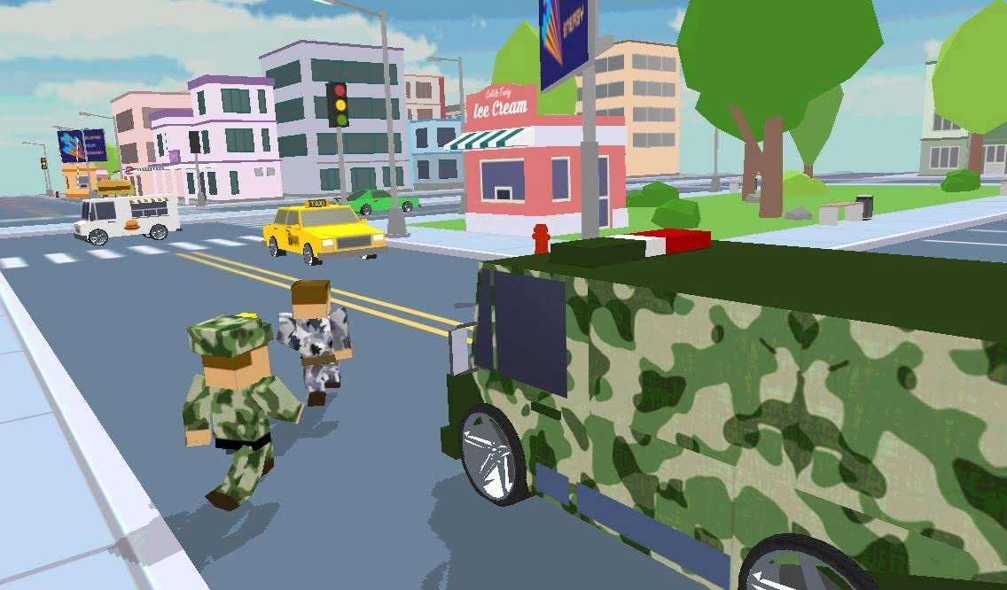 Blocky Army City Rush Racer gameplay screenshot 2