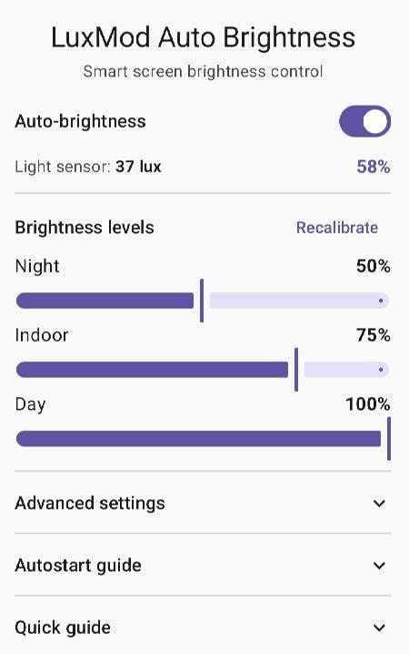LuxMod Auto Brightness screenshot 1