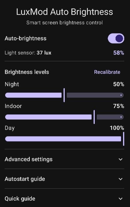 LuxMod Auto Brightness screenshot 2