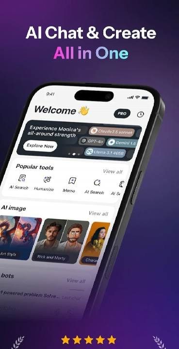 Monica AI: Chat, Create & Read screenshot 1