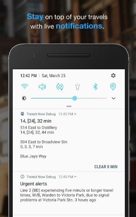 Transit Now - Next Bus Arrival settings and widget display