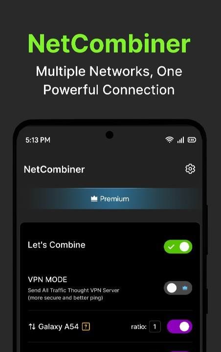 NetCombiner - Internet Bonding: Screenshot 1