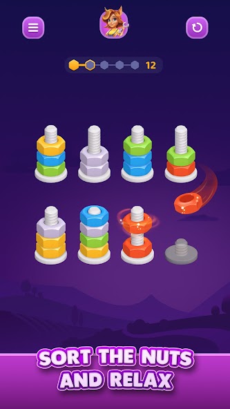 Nut Sort: Color Sorting Game gameplay screenshot 1