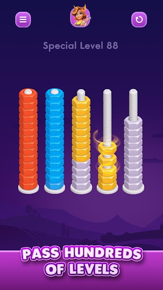 Nut Sort: Color Sorting Game gameplay screenshot 2