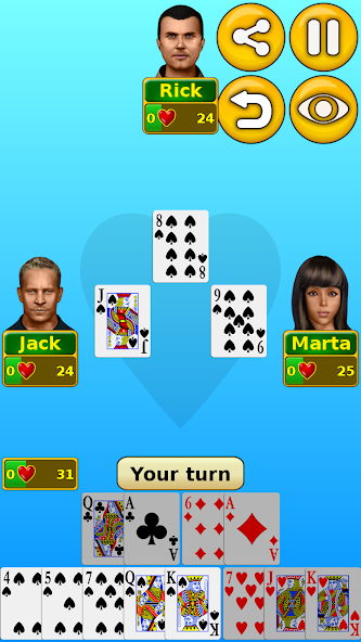 Hearts gameplay screenshot 1