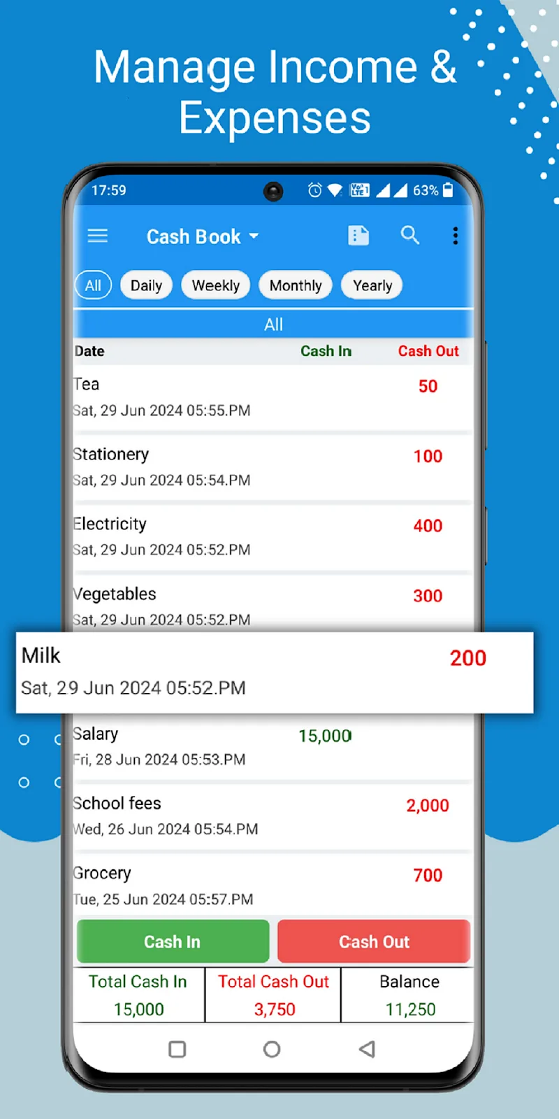 Cash Book screenshot 1