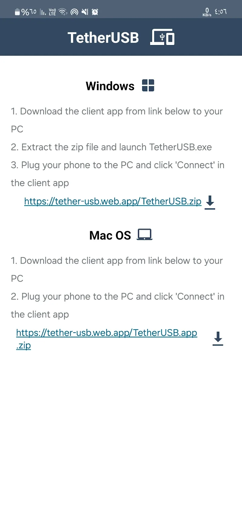 TetherUSB screenshot 2